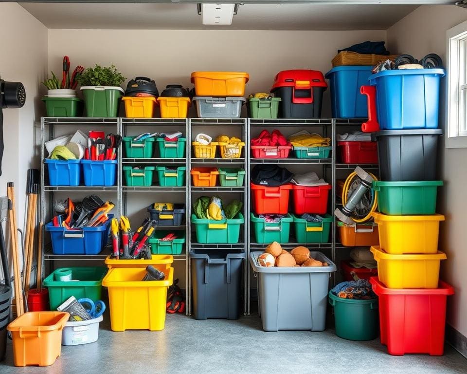 Handige opbergbakken voor een opgeruimde garage