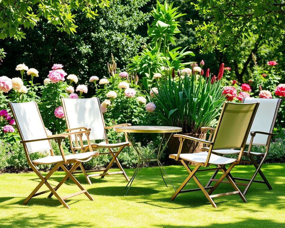 Opklapbare stoelen voor extra zitplekken in de tuin