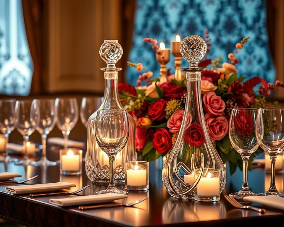 Luxe glazen karaffen voor elegante drankpresentaties