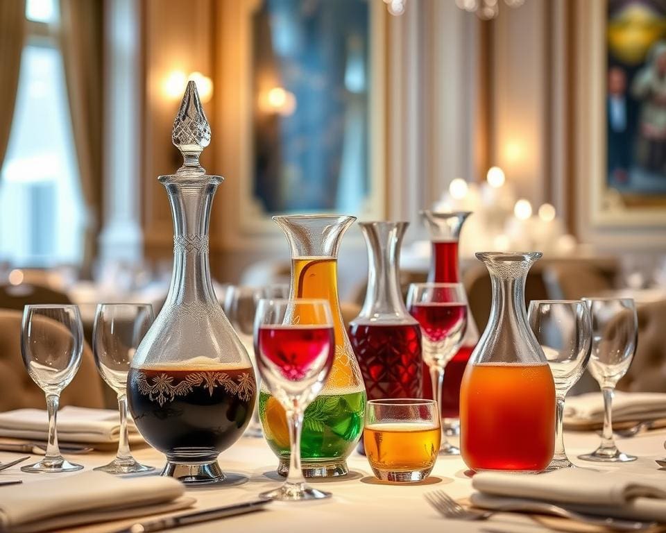 Luxe glazen karaffen voor elegante drankpresentaties