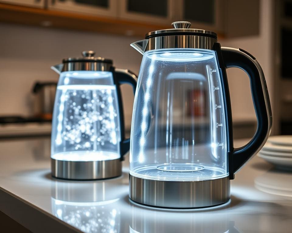 Waterkokers met glazen behuizing en LED-verlichting